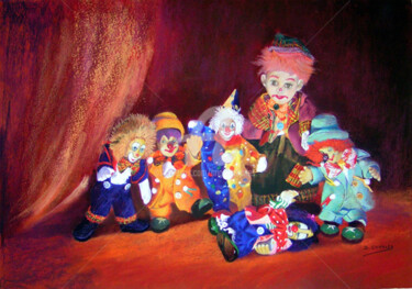 Peinture intitulée "L'Ecole des Fans.jpg" par Brigitte Charles, Œuvre d'art originale, Pastel