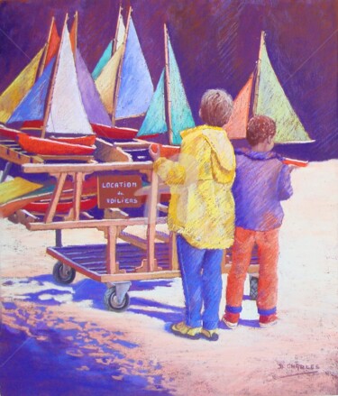 Peinture intitulée "Navigateurs en Herbe" par Brigitte Charles, Œuvre d'art originale, Pastel