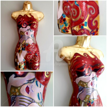 Sculpture intitulée "Le baiser de Klimt.…" par Brigitte Dravet, Œuvre d'art originale, Acrylique