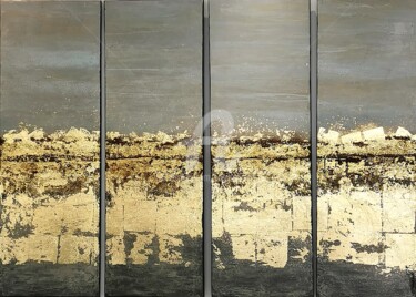 Peinture intitulée "La ligne d'or" par Brigitte Dravet, Œuvre d'art originale, Acrylique