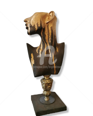Sculpture titled "Face bronze" by Brigitte Dravet, Original Artwork, Resin