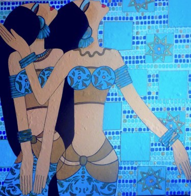 Painting titled "Danseuses à La Mamo…" by Brigitte Jeanneau Bonnet, Original Artwork, Acrylic Mounted on Wood Stretcher frame