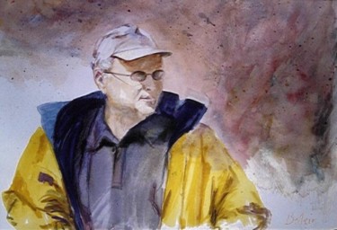 Peinture intitulée "Homme au ciré jaune" par Brigitte Klein, Œuvre d'art originale, Huile