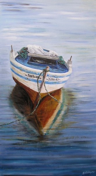 Peinture intitulée "Fisherman boat" par Brigitte Lacombe-Foulquier, Œuvre d'art originale