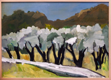 Peinture intitulée "Les oliviers" par Brigitte Starckmann, Œuvre d'art originale, Huile