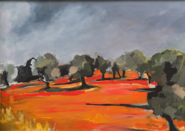 Malerei mit dem Titel "Oliviers et terre-r…" von Brigitte Starckmann, Original-Kunstwerk, Öl