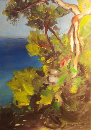 Painting titled "Terre et Mer" by Brigitte Starckmann, Original Artwork, Oil