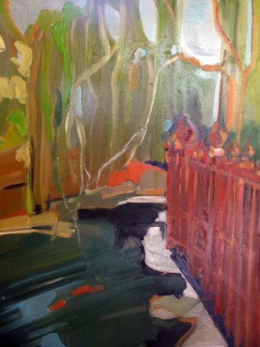 Pintura intitulada "Un pont japonais" por Brigitte Starckmann, Obras de arte originais, Óleo