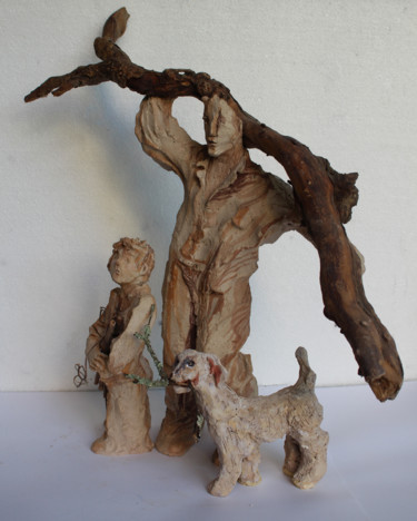 Sculpture titled "Les ramasseurs de b…" by Brigitt Fleury, Original Artwork, Ceramics