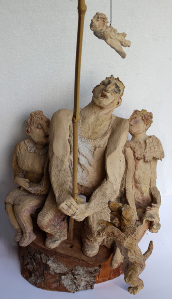 Sculpture titled "Pêcheur / Fisherman" by Brigitt Fleury, Original Artwork, Ceramics