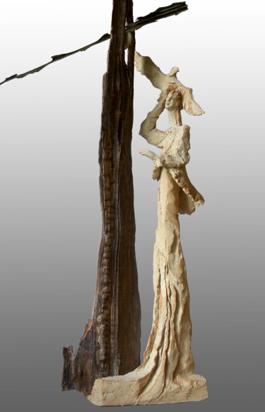 Sculpture intitulée "Vas où le vent t'em…" par Brigitt Fleury, Œuvre d'art originale, Céramique