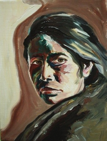 Painting titled "Indian Portrait II" by Brigitte Kohlhepp, Original Artwork
