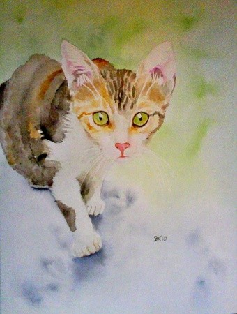 Painting titled "Kitty" by Brigitte Kohlhepp, Original Artwork