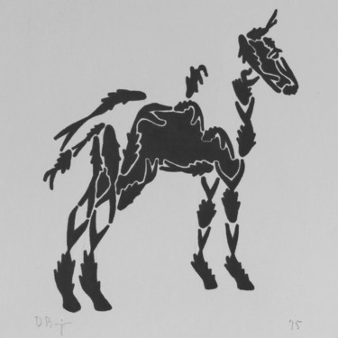 Zeichnungen mit dem Titel "Young horse" von David Brigman, Original-Kunstwerk, Marker