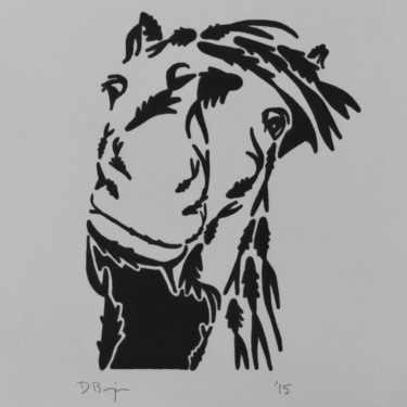 Tekening getiteld "Horse Closeup 2" door David Brigman, Origineel Kunstwerk