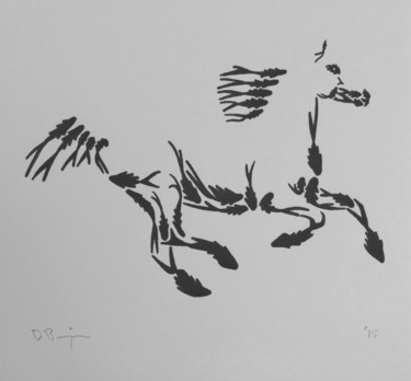Dessin intitulée "Running Horse 1" par David Brigman, Œuvre d'art originale, Marqueur