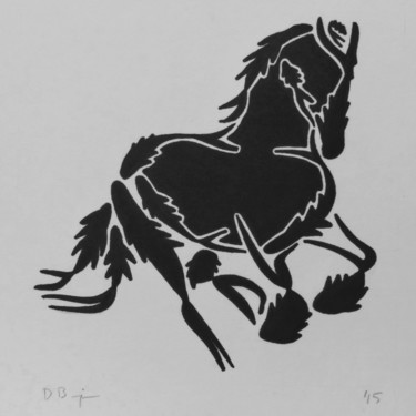 Dessin intitulée "Running Horse 2" par David Brigman, Œuvre d'art originale