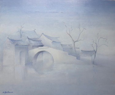 Painting titled "Pont à Zhou-Zhuang…" by Marthe Brilman, Original Artwork, Oil