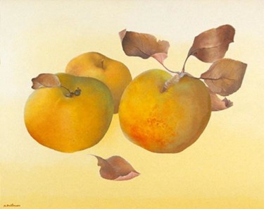 Peinture intitulée "Les pommes dorées" par Marthe Brilman, Œuvre d'art originale, Huile