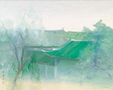 Malarstwo zatytułowany „Temple de Xiamen (C…” autorstwa Marthe Brilman, Oryginalna praca, Olej
