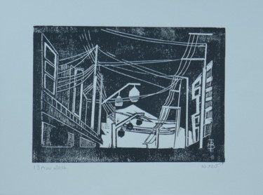 FUJIYOSHIDA Gravures & estampes intitulée "FUJIYOSHIDA" par Brigitte Tabellion (enerenroad), Œuvre d'art originale, Linogravures
