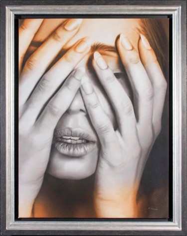 Schilderij getiteld "Pain" door Brita Seifert, Origineel Kunstwerk, Pastel Gemonteerd op Frame voor houten brancard