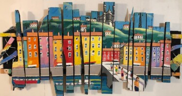 Painting titled "vue de   Lyon" by Esteves Brito, Original Artwork, Acrylic