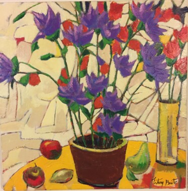 Painting titled "lilas violette" by Esteves Brito, Original Artwork, Acrylic