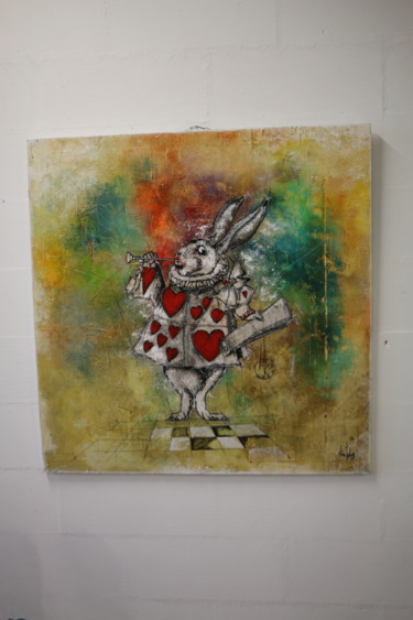 Painting titled "lapin de coeur" by Yvan Britschgy, Original Artwork, Acrylic