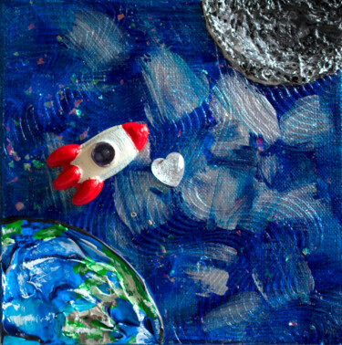 绘画 标题为“Love to the moon an…” 由Brittany Ellis, 原创艺术品, 丙烯
