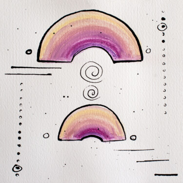 Рисунок под названием "Purple Rainbows" - Brittany Ellis, Подлинное произведение искусства, Чернила
