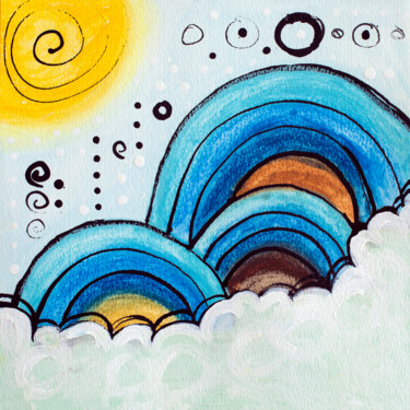 Pintura titulada "Rainbow Blues" por Brittany Ellis, Obra de arte original, Pastel