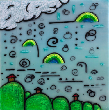 Schilderij getiteld "Rain rain go away" door Brittany Ellis, Origineel Kunstwerk, Pastel