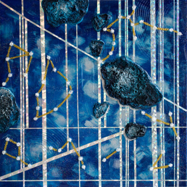 Malarstwo zatytułowany „Asteroids in the ni…” autorstwa Brittany Ellis, Oryginalna praca, Akryl