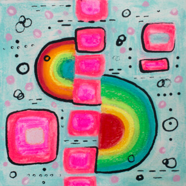 Painting titled "Rainbow Cubes" by Brittany Ellis, Original Artwork, Pastel