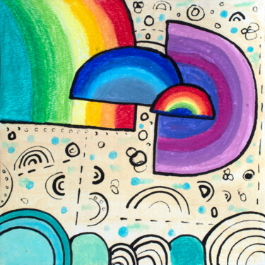 Pintura intitulada "FLCL Rainbows" por Brittany Ellis, Obras de arte originais, Pastel