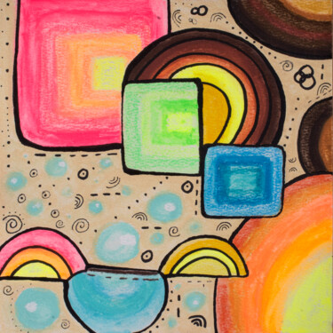 Peinture intitulée "Bubbles and rainbows" par Brittany Ellis, Œuvre d'art originale, Pastel