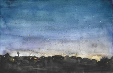 Peinture intitulée "The Stars at night" par Brittany Ellis, Œuvre d'art originale, Aquarelle