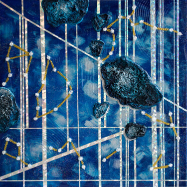 Asteroids in the night sky Malerei mit dem Titel "Asteroids in the ni…" von Brittany Ellis, Original-Kunstwerk, Acryl