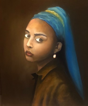 Painting titled "Kind of Vermeer..." by Razvan Burnete, Original Artwork, Oil