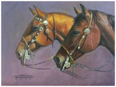 Malerei mit dem Titel ""Bridle Horses"" von Brock Holbrook, Original-Kunstwerk, Öl