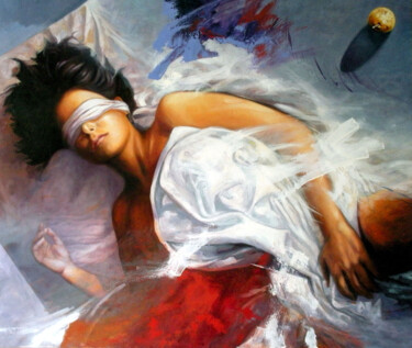Peinture intitulée "nus au draper" par Serge Broeders, Œuvre d'art originale, Huile