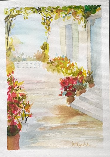 Painting titled "morning in Italy" by Artyukh, Original Artwork, Watercolor
