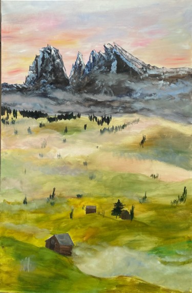 Painting titled "Sunrise in the aAlps" by Artyukh, Original Artwork, Oil