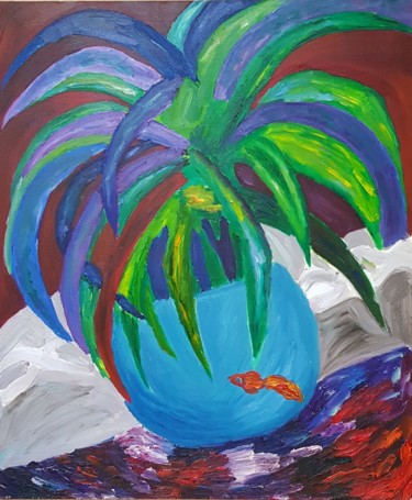 Картина под названием "Matisse's fish" - Alena Braganets, Подлинное произведение искусства, Масло Установлен на Деревянная р…