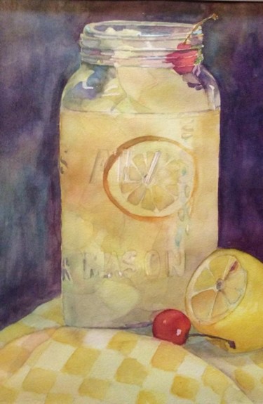 Ζωγραφική με τίτλο "Lemons to Lemonade" από Bronwen Jones, Αυθεντικά έργα τέχνης, Ακουαρέλα