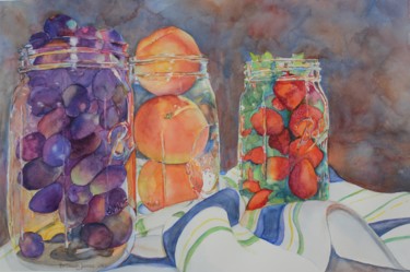 Painting titled "Almost Jam" by Bronwen Jones, Original Artwork, Watercolor