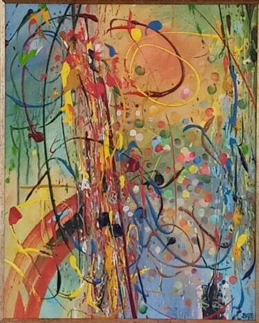 Schilderij getiteld "Abstract 'untitled'…" door Bronwen Evans, Origineel Kunstwerk, Acryl Gemonteerd op Karton