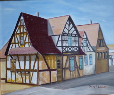 Peinture intitulée "maison alsacienne" par Evelyne Broquin-Decorte, Œuvre d'art originale