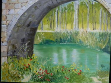 Peinture intitulée "Sous le pont de Pue…" par Evelyne Broquin-Decorte, Œuvre d'art originale